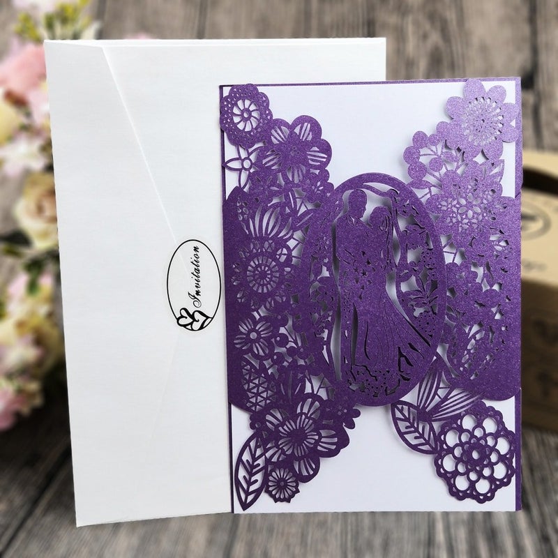 FOMTOR 40-Pack Blue Laser Cut Wedding Invitation Cards Set w/Envelopes & Inserts & Seals â€“ for Wedding, Bridal Shower, Baby Shower, Graduation, Birthday Party, Engagement, Anniversary - Image 3